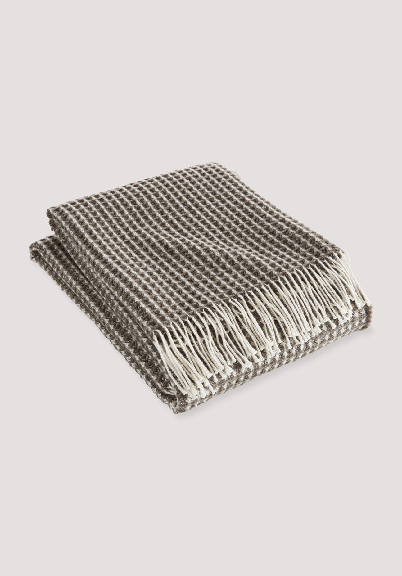 hessnatur Wollmix Waffle Plaid YARA aus Bio-Lambswool mit Bio-Baumwolle - braun Größe 130x180 cm