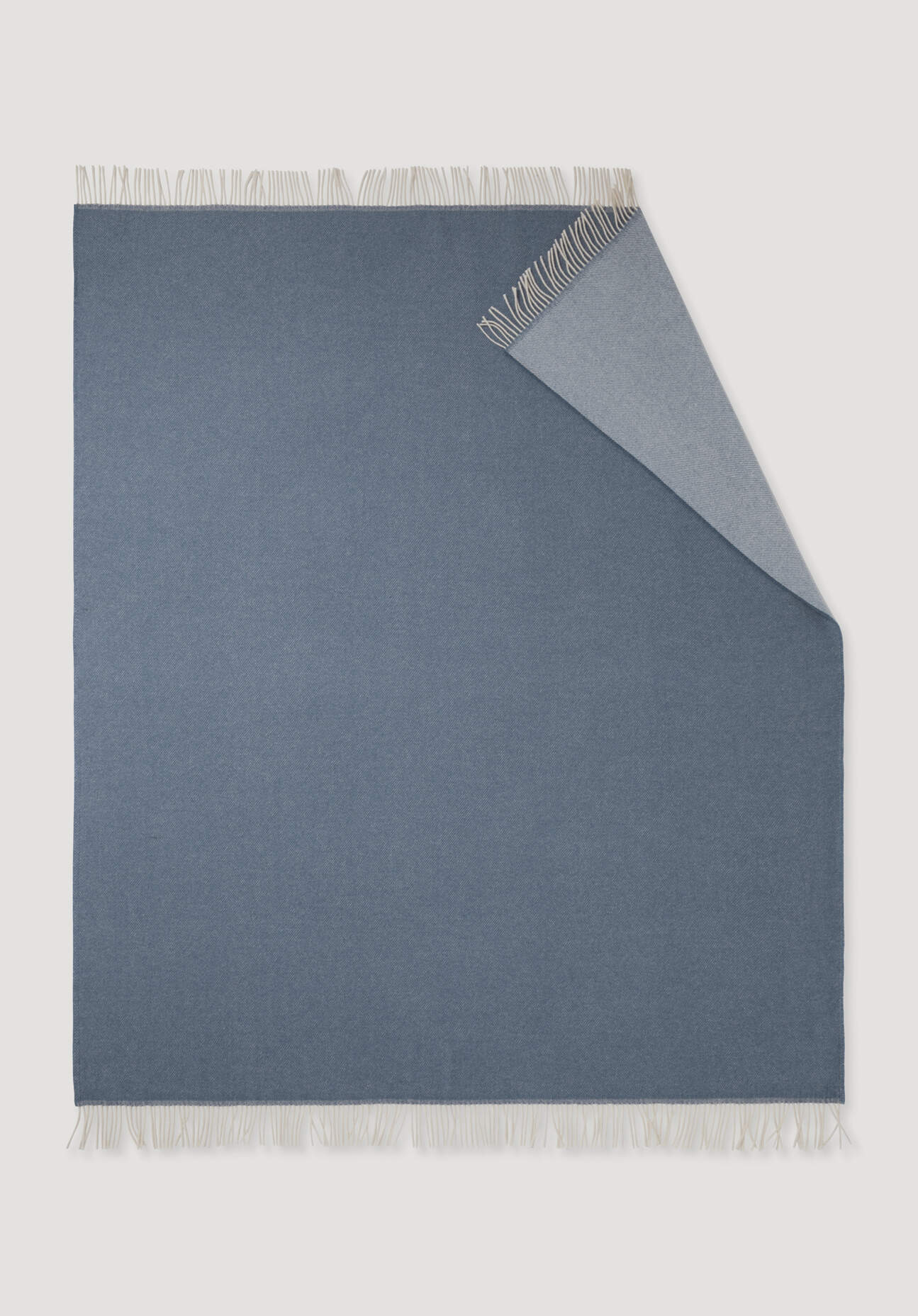 hessnatur Doubleface Plaid TOSID aus Bio-Lambswool - blau Größe 130x180 cm