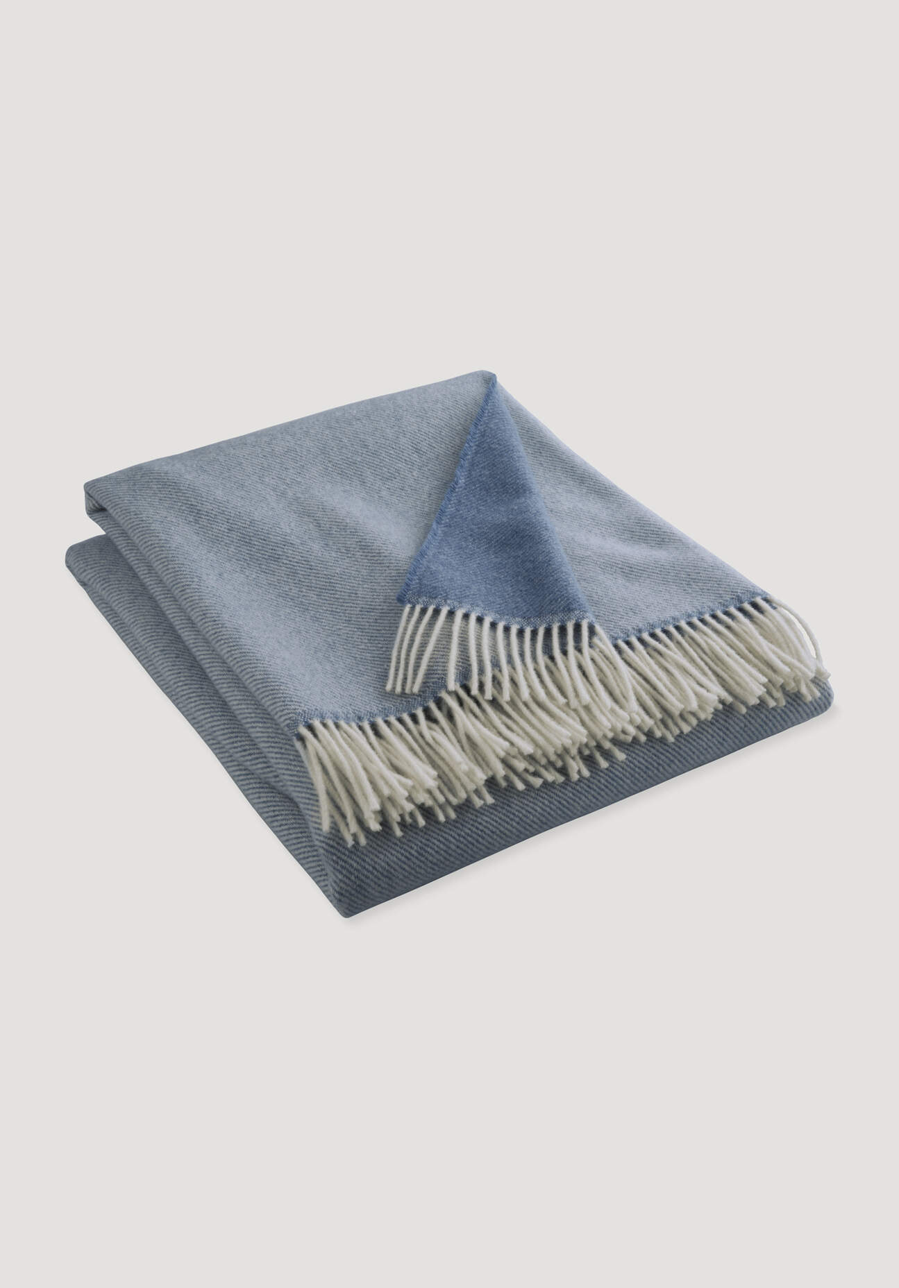 Thumbnail - hessnatur Doubleface Plaid TOSID aus Bio-Lambswool - blau - Größe 130x180 cm