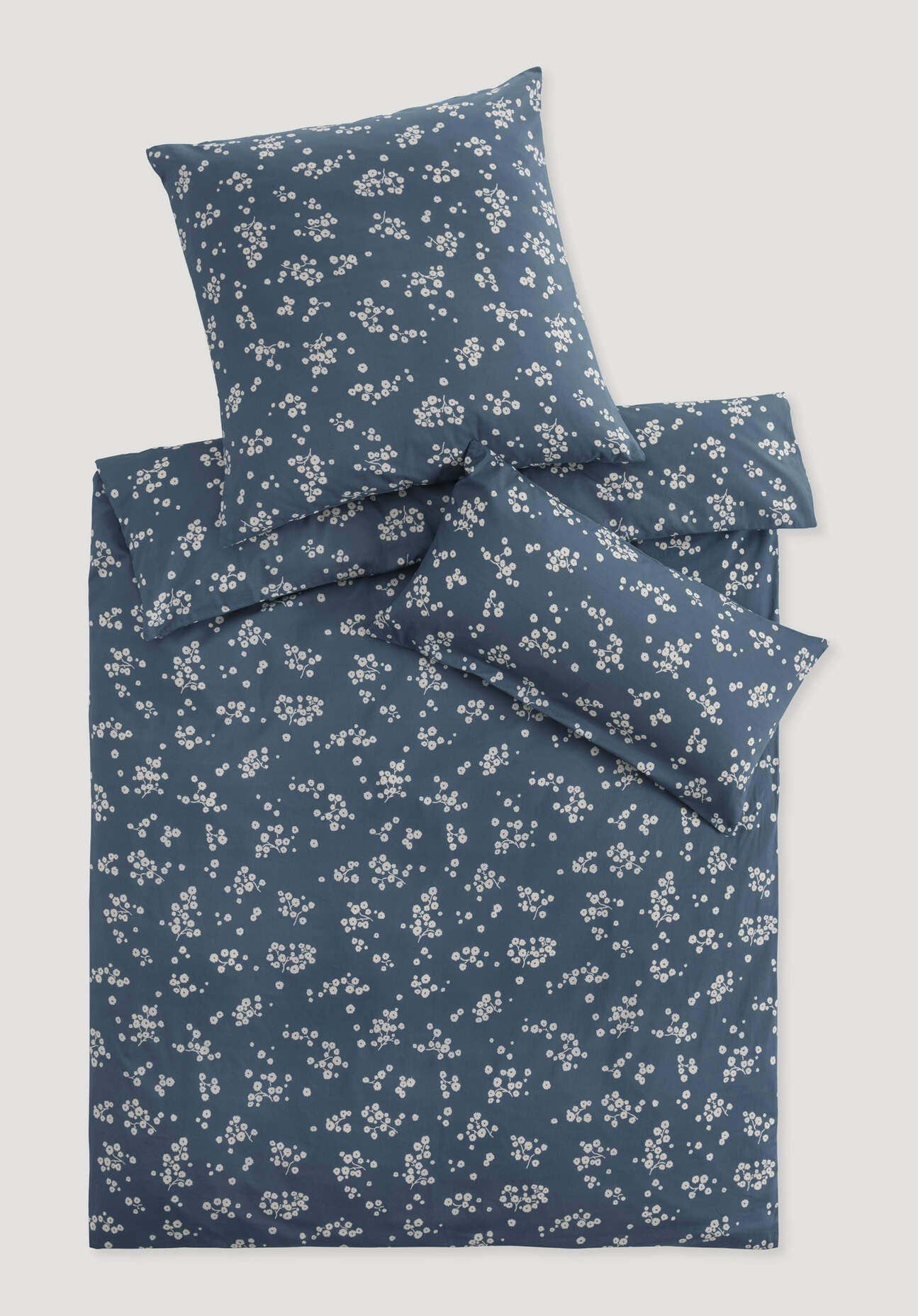 hessnatur Renforcé Bettwäsche Set HANAMI aus Bio-Baumwolle - blau - Größe 1 günstig online kaufen
