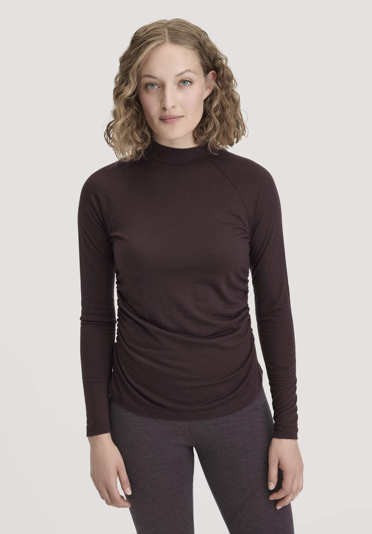 hessnatur Loungewear Shirt Langarm Slim ACTIVE FUNCTIONAL aus Bio-Merinowolle und TENCEL™ Lyocell - braun Größe 48