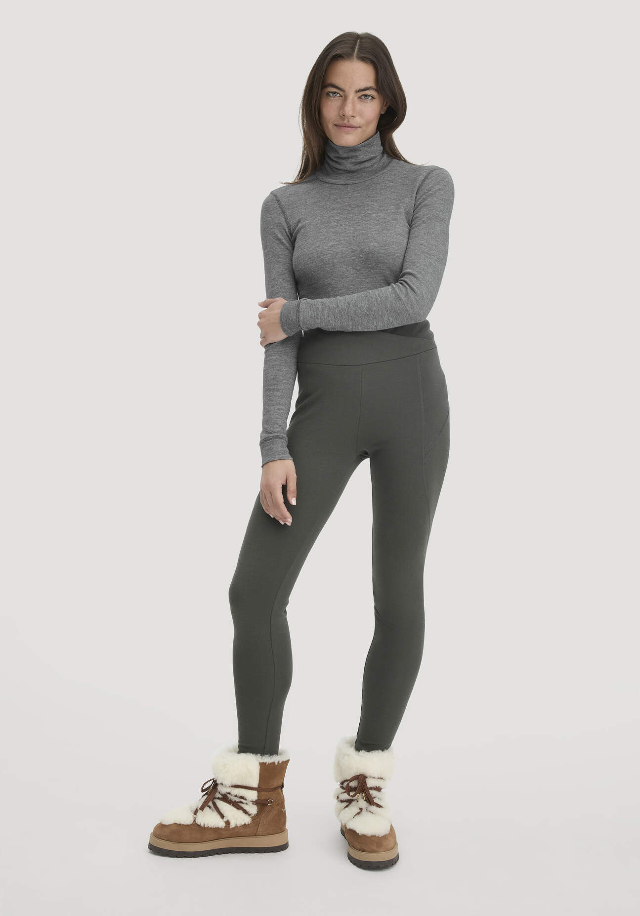 hessnatur Loungewear Leggings High Waist ACTIVE COMFORT aus Bio-Baumwolle - grün Größe XXL/k
