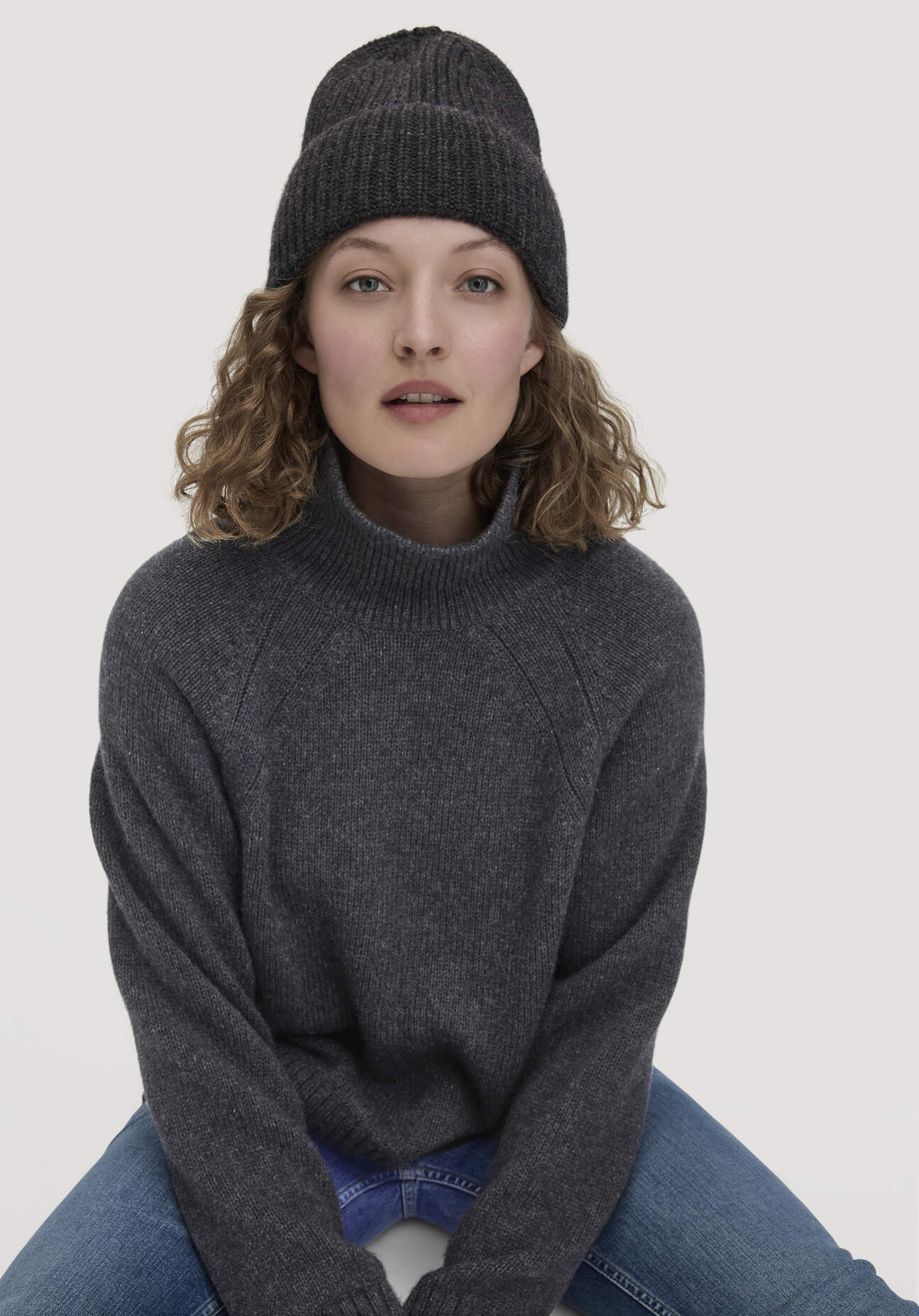 hessnatur Damen Mütze aus Bio-Merinowolle mit Bio-Baumwolle - grau Größe One Size