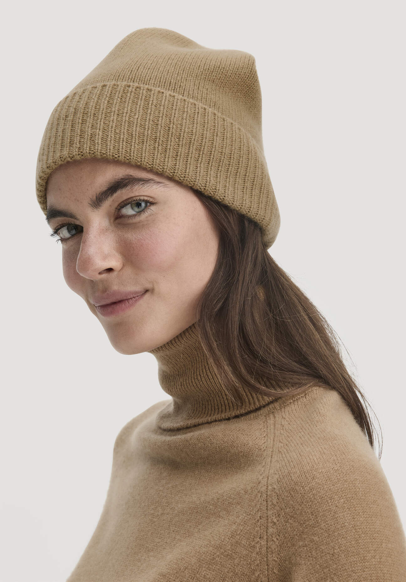 hessnatur Damen Mütze BETTER RECYCLING aus Cashmere - braun Größe One Size