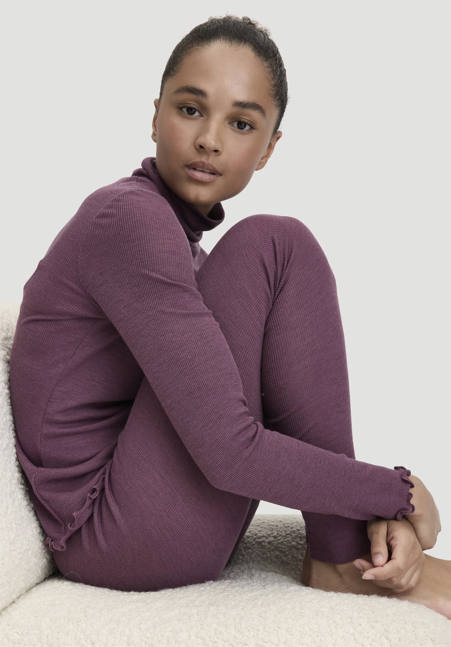 HERMKO Damen Legging Aus 50% Merinowolle & 50% Tencel – Temperaturregulierend, Weich, Nachhaltig (RWS-zertifiziert)