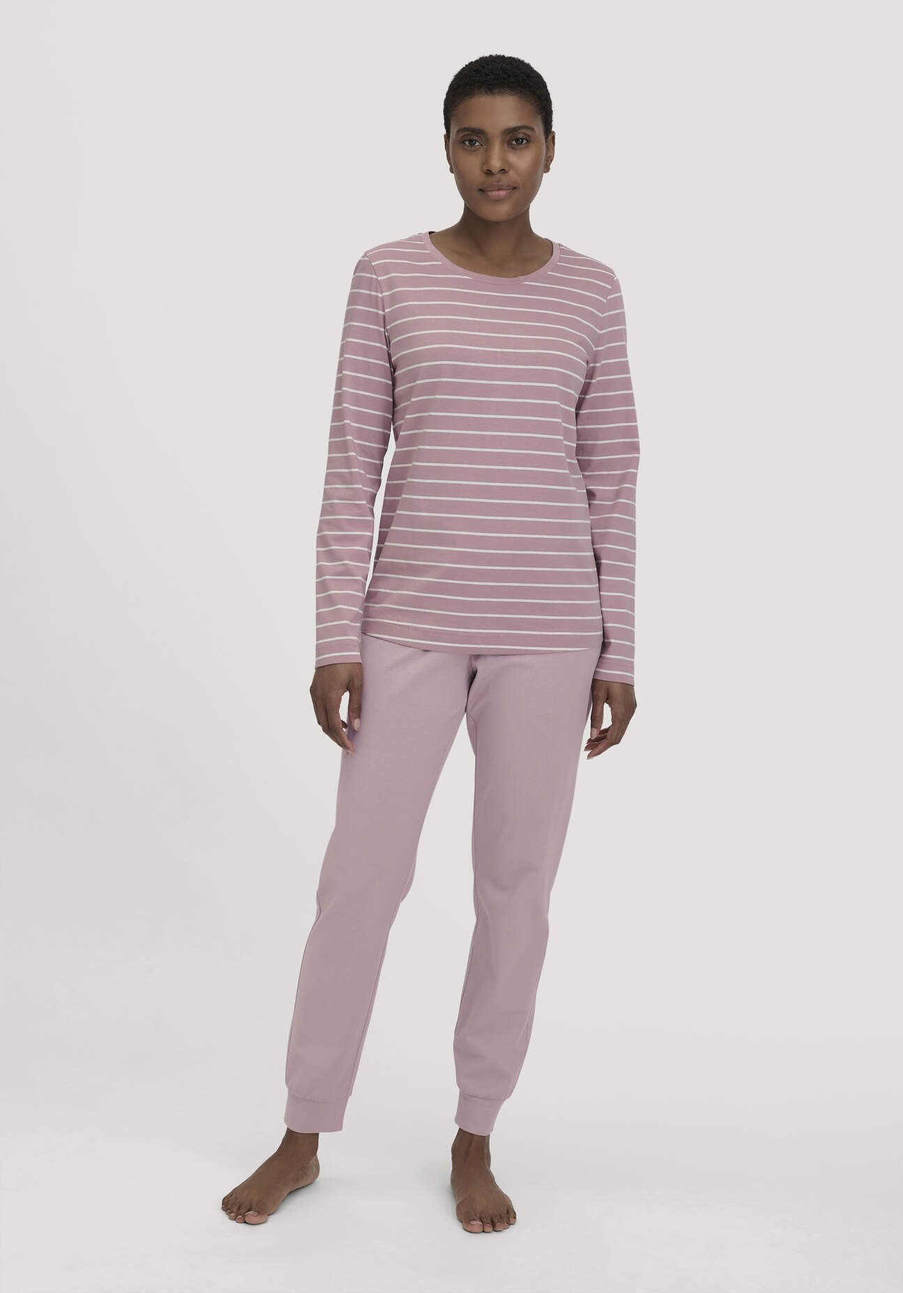 hessnatur Damen Pyjama Regular PURE COTTON aus Bio-Baumwolle - lila Größe 40
