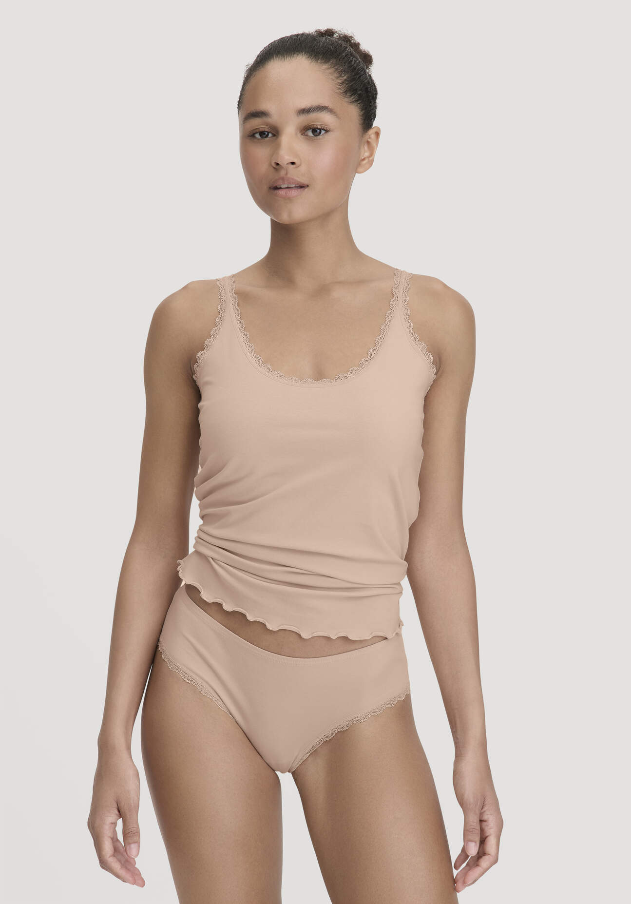 hessnatur Damen Panty Regular Cut COTTON FEEL LACE aus Bio-Baumwolle - rosa Grösse34