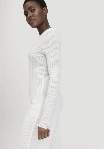 Pointelle Henley Schlafshirt PURE COTTON aus reiner Bio-Baumwolle - 2