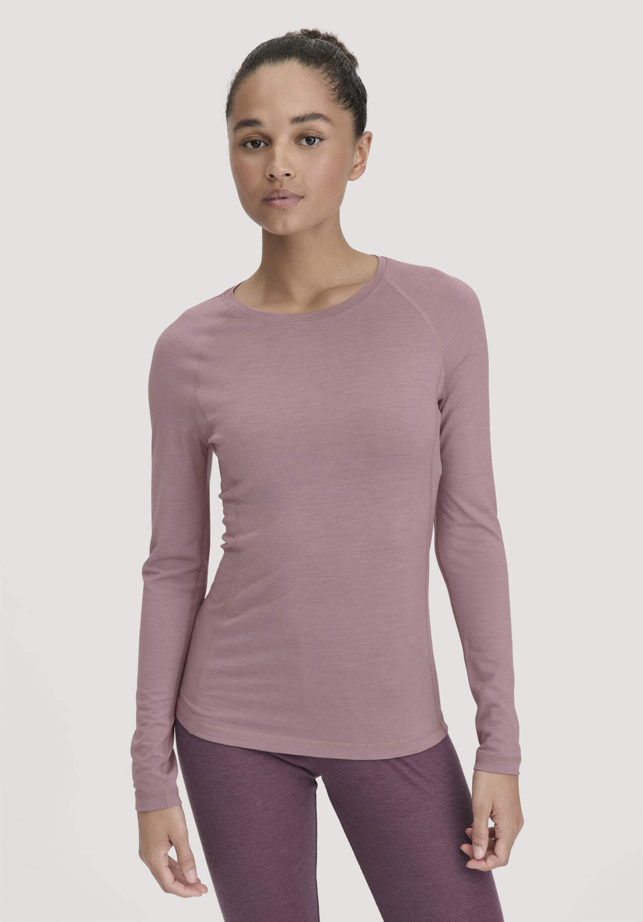 hessnatur Damen Wool-Silk Longsleeve aus Bio-Merinowolle mit Seide - lila Größe 40