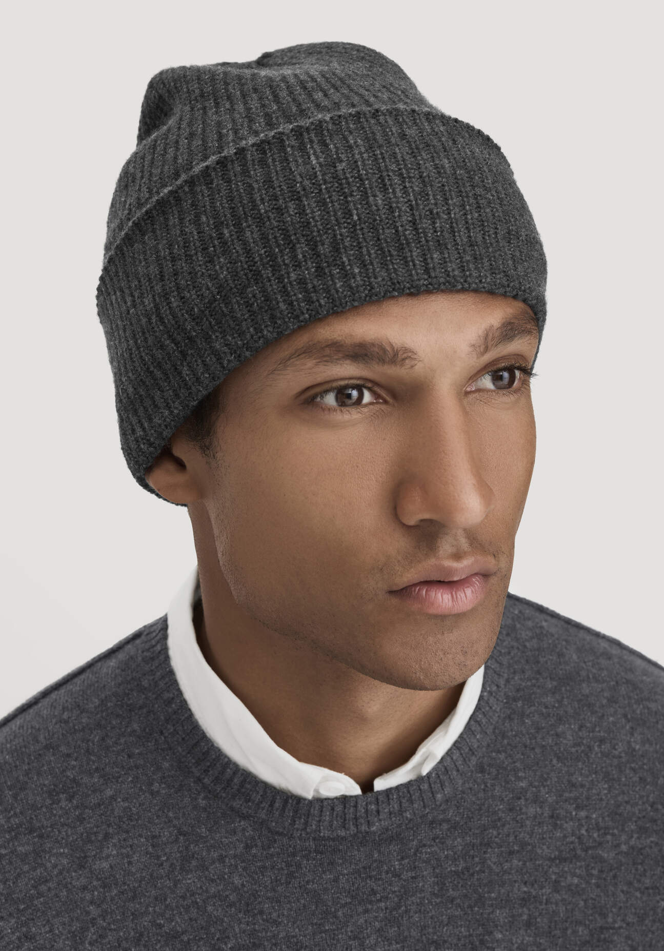 hessnatur Strickmütze aus Bio-Merinowolle mit Cashmere - grau Größe One Size