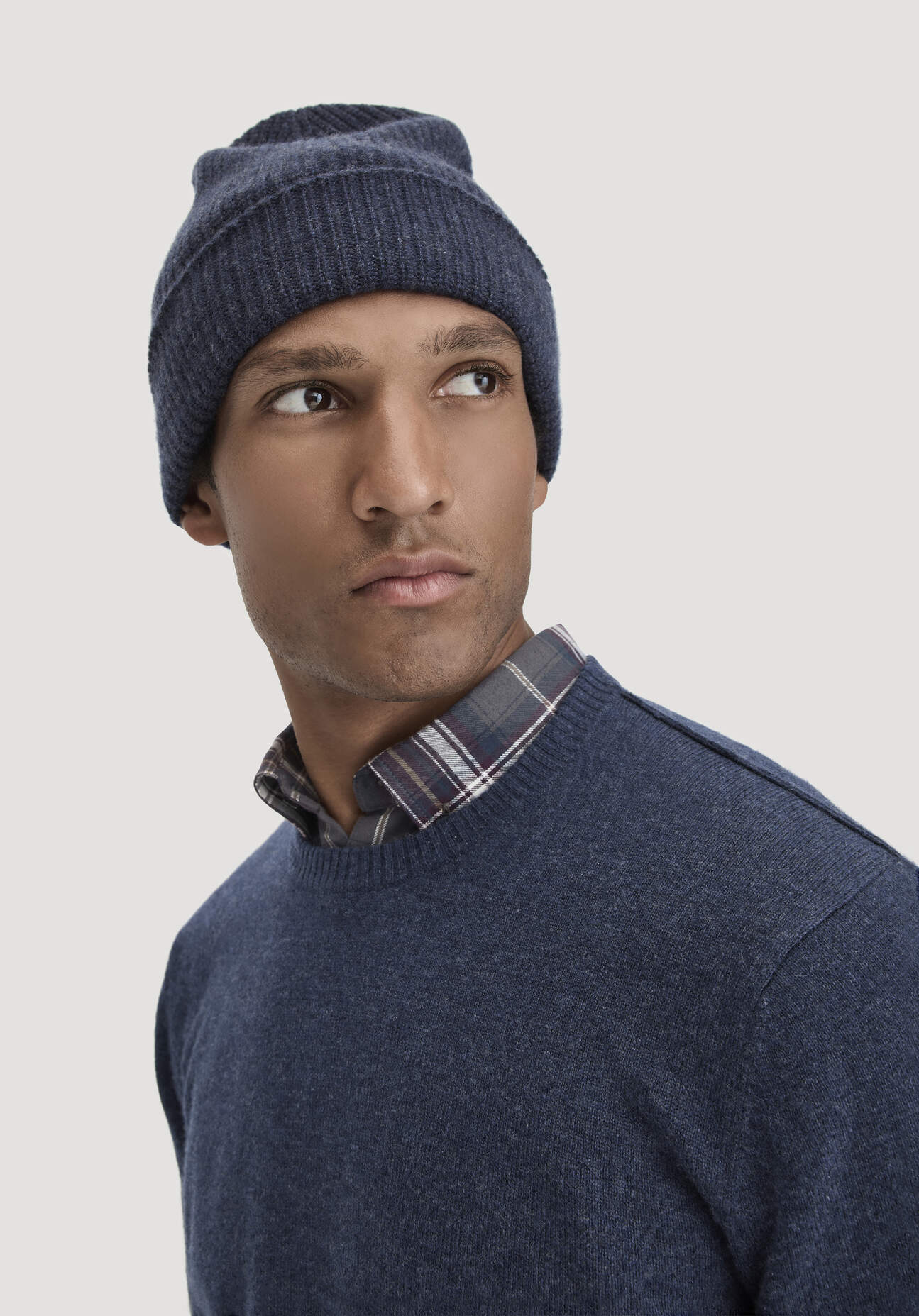 hessnatur Strickmütze aus Bio-Schurwolle mit Kaschmir - blau Größe One Size