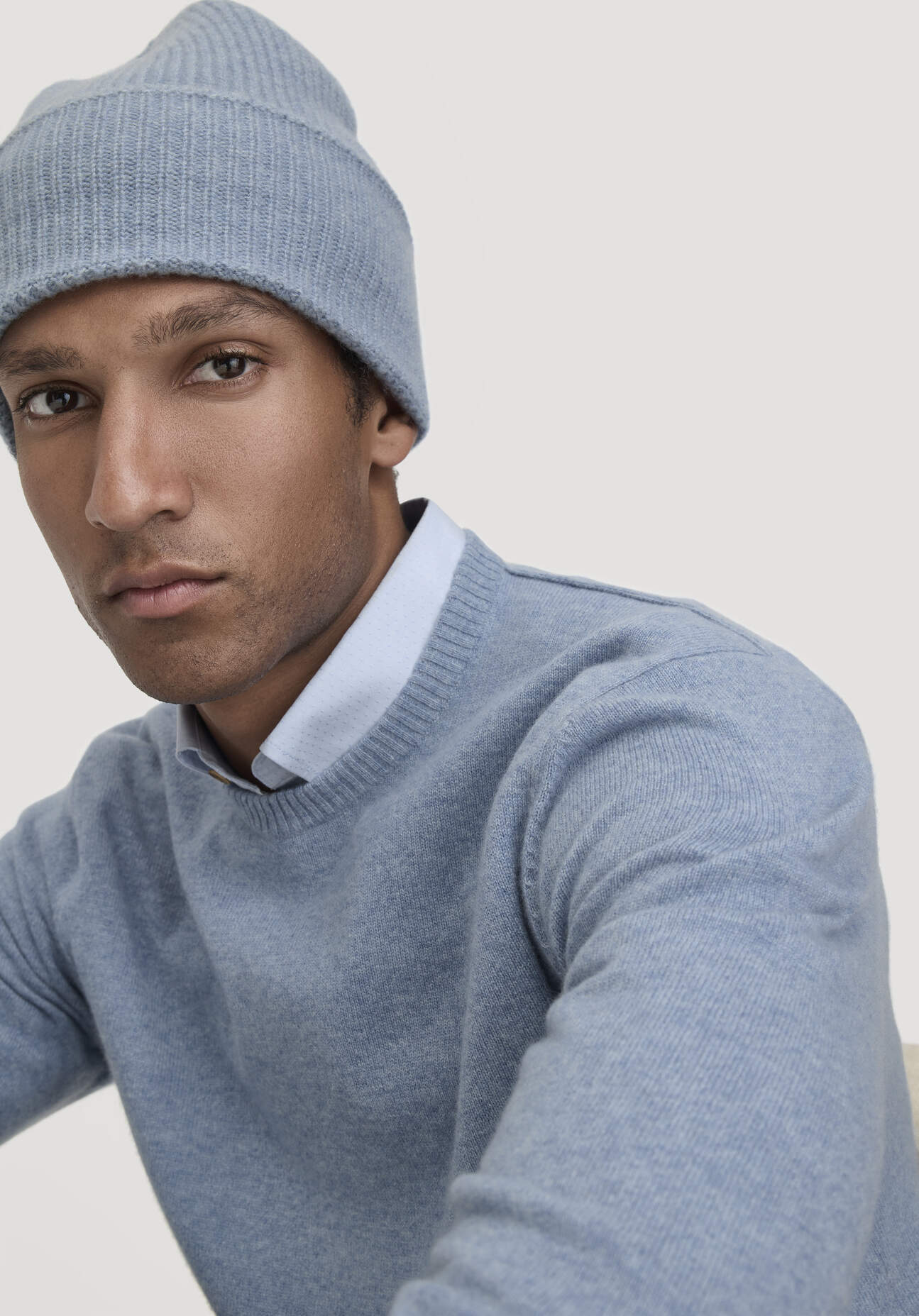 hessnatur Strickmütze aus Bio-Merinowolle mit Cashmere - blau Größe One Size