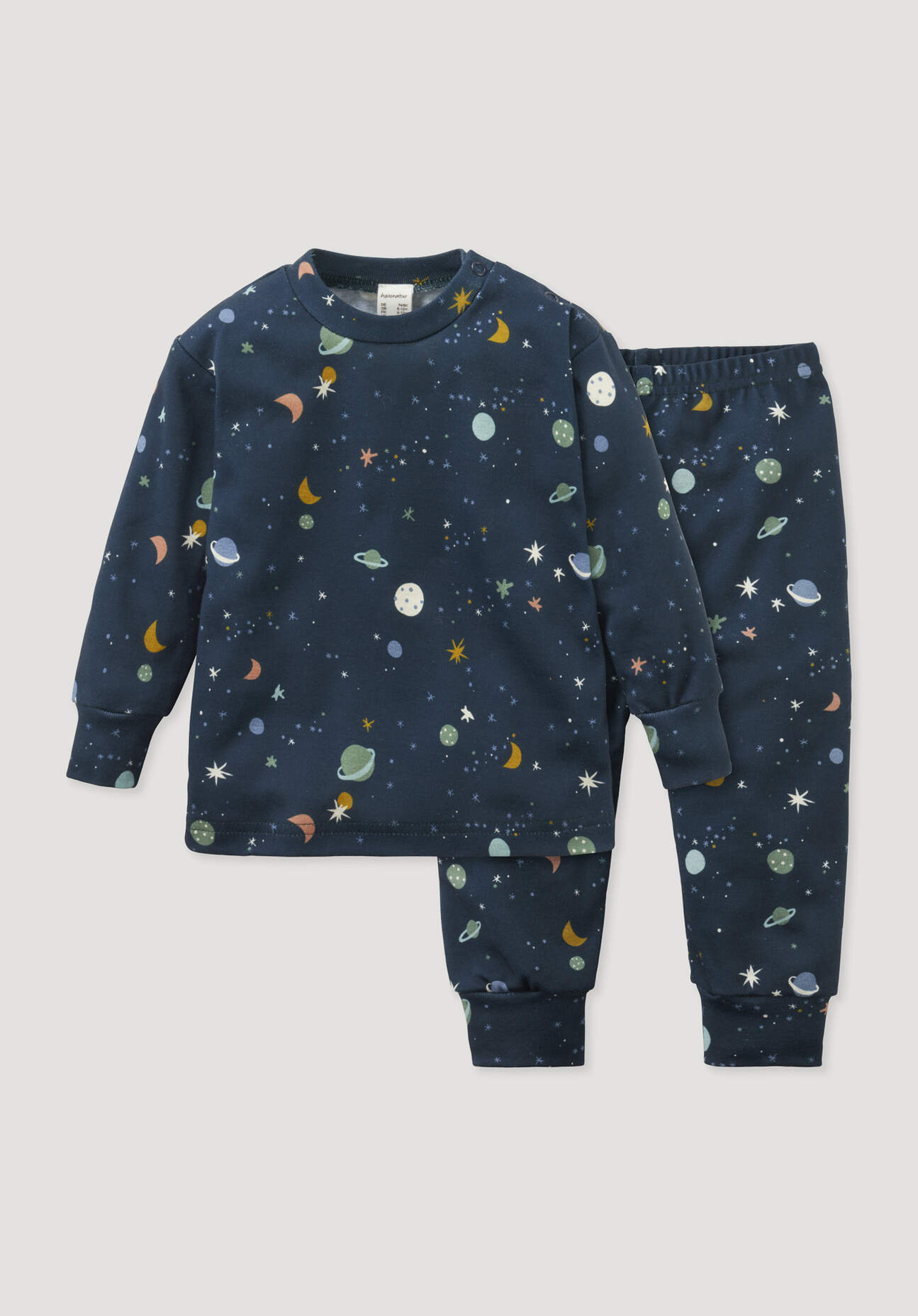 hessnatur Baby Pyjama aus Bio-Baumwolle - blau Größe 98/104