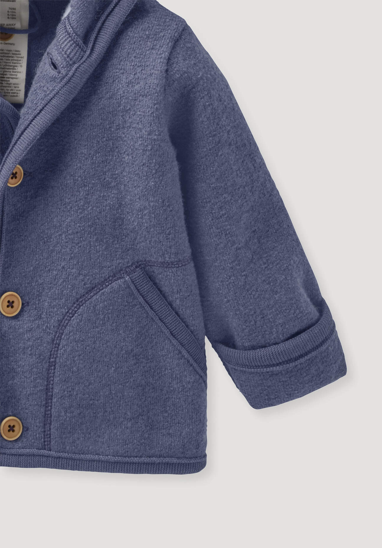 Thumbnail - hessnatur Baby Wollwalk Jacke aus Bio-Merinowolle - blau - Größe 98/104