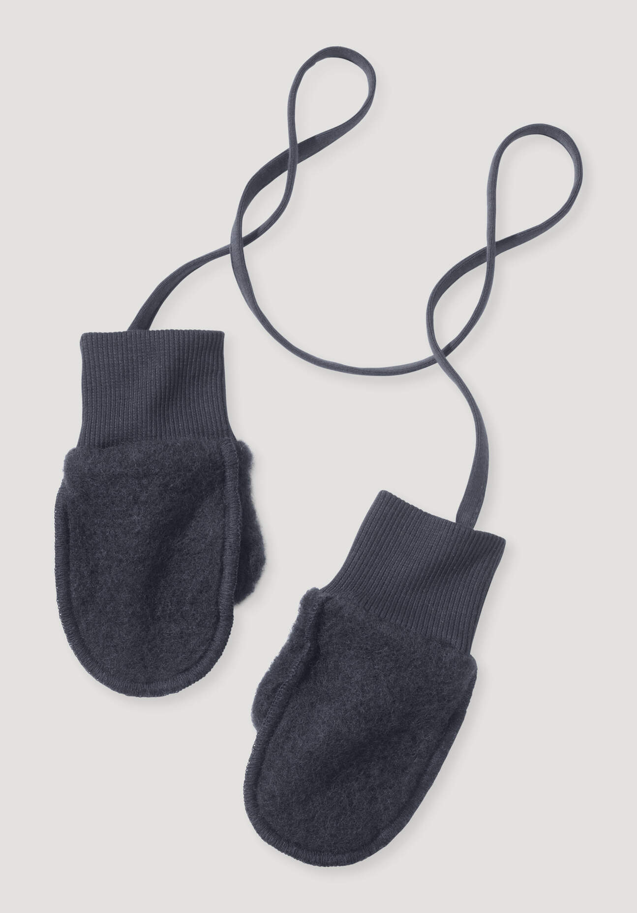 hessnatur Baby Wollfleece Fäustlinge aus Bio-Merinowolle - blau Größe 74/80-86/92