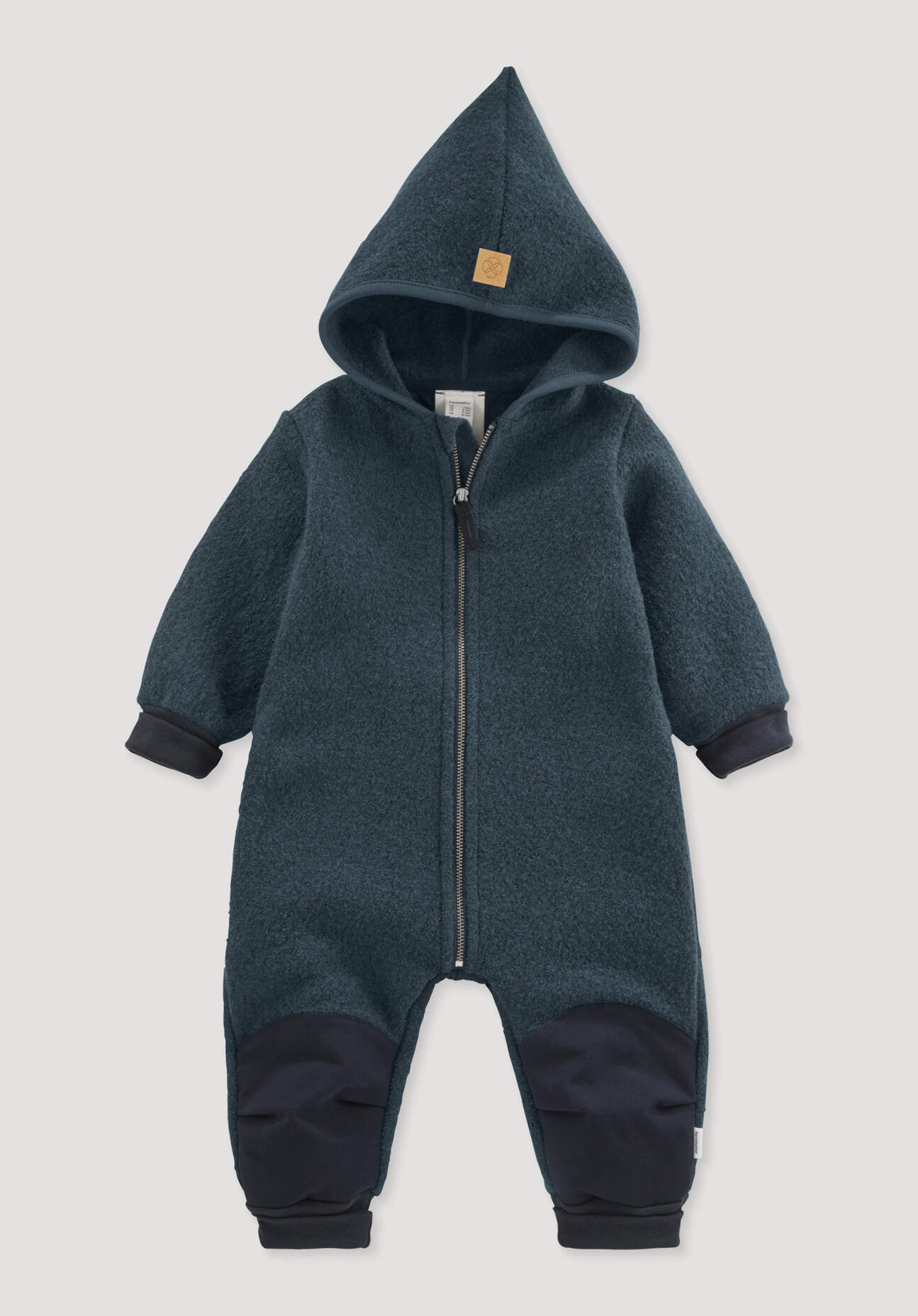 hessnatur Baby Wollwalk Overall aus Bio-Merinowolle mit Softshell - blau Größe 74/80