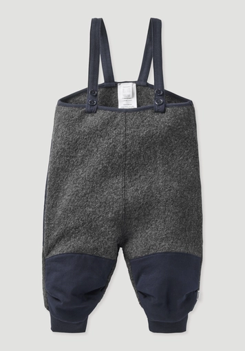 Wool felt dungarees made from organic merino wool with Nature Shell Wool felt dungarees made from organic merino wool with Nature Shell