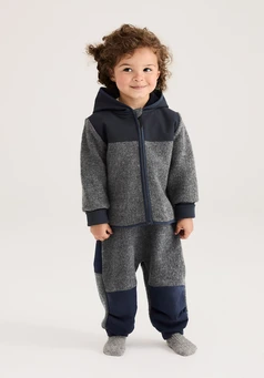 Wool felt dungarees made from organic merino wool with Nature Shell