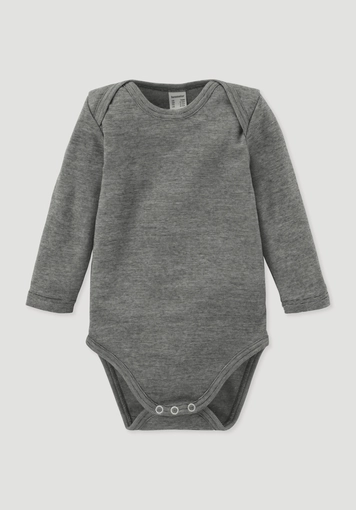 Long-sleeved bodysuit made of organic cotton with organic merino wool and silk