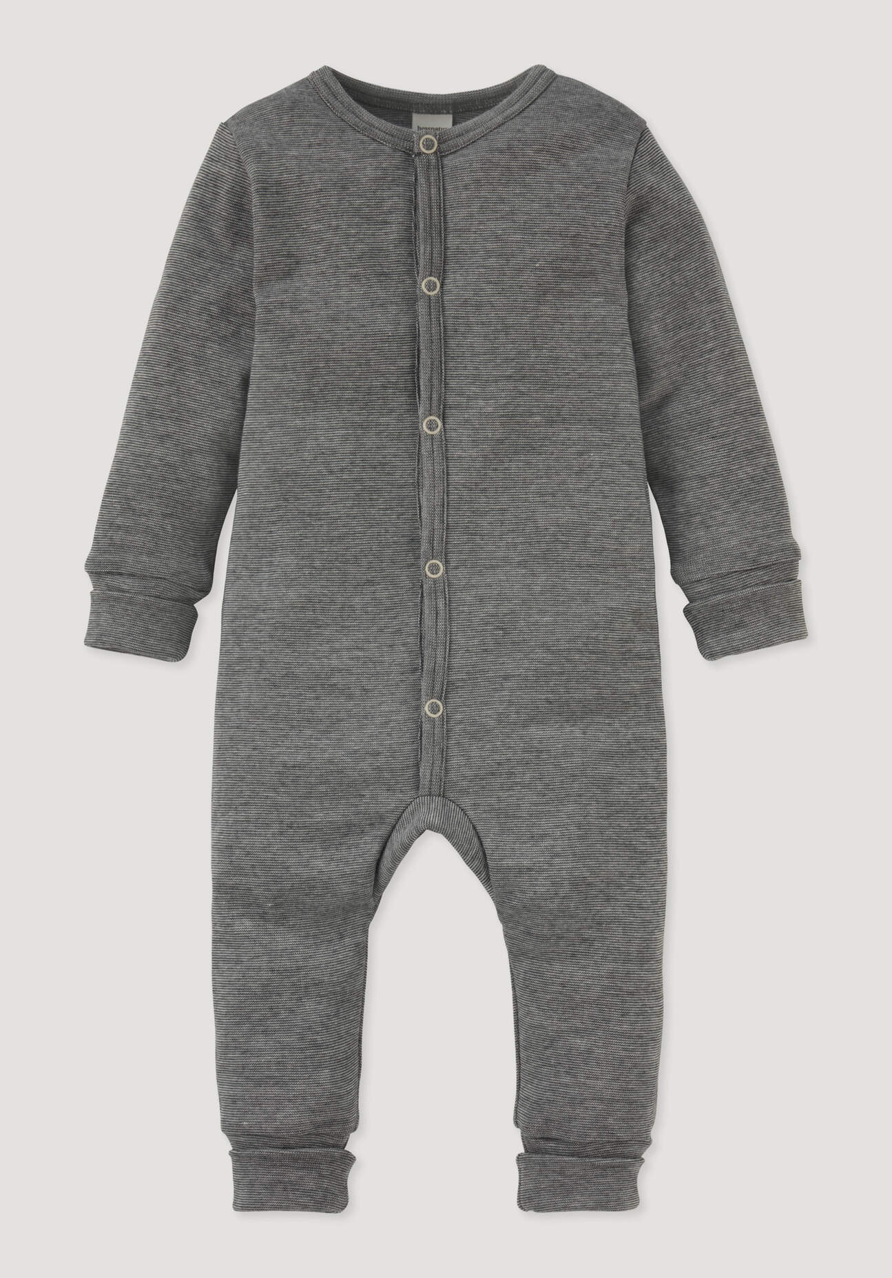 hessnatur Baby Schlafoverall aus Bio-Baumwolle mit Bio-Merinowolle und Seide - grau Größe 62/68