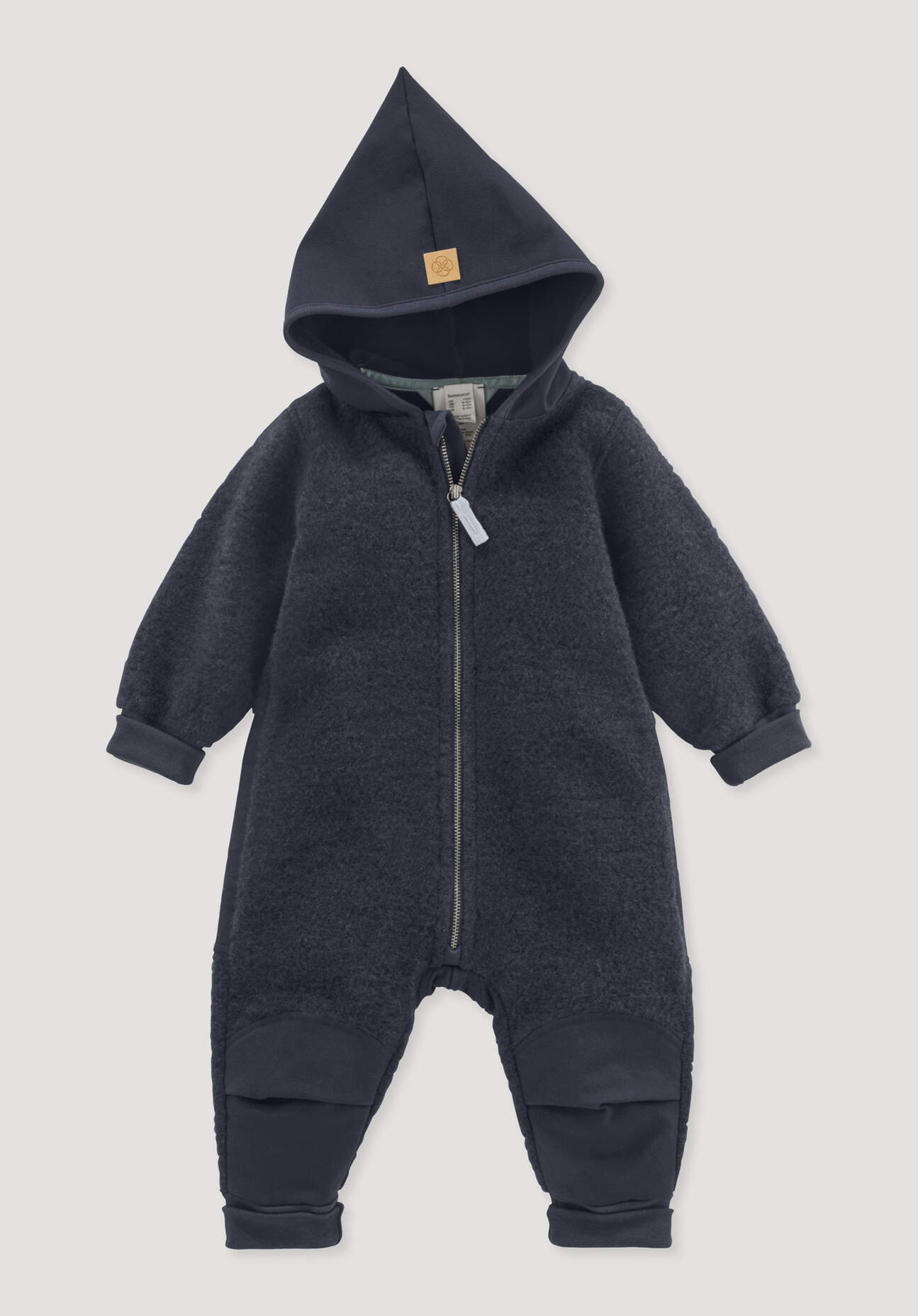 hessnatur Baby Wollfleece Overall aus Bio-Merinowolle mit Softshell - blau Größe 74/80
