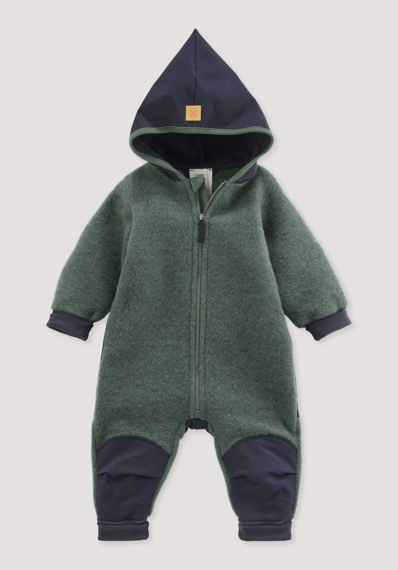 hessnatur Baby Wollfleece Overall aus Bio-Merinowolle mit Softshell - grün Größe 74/80