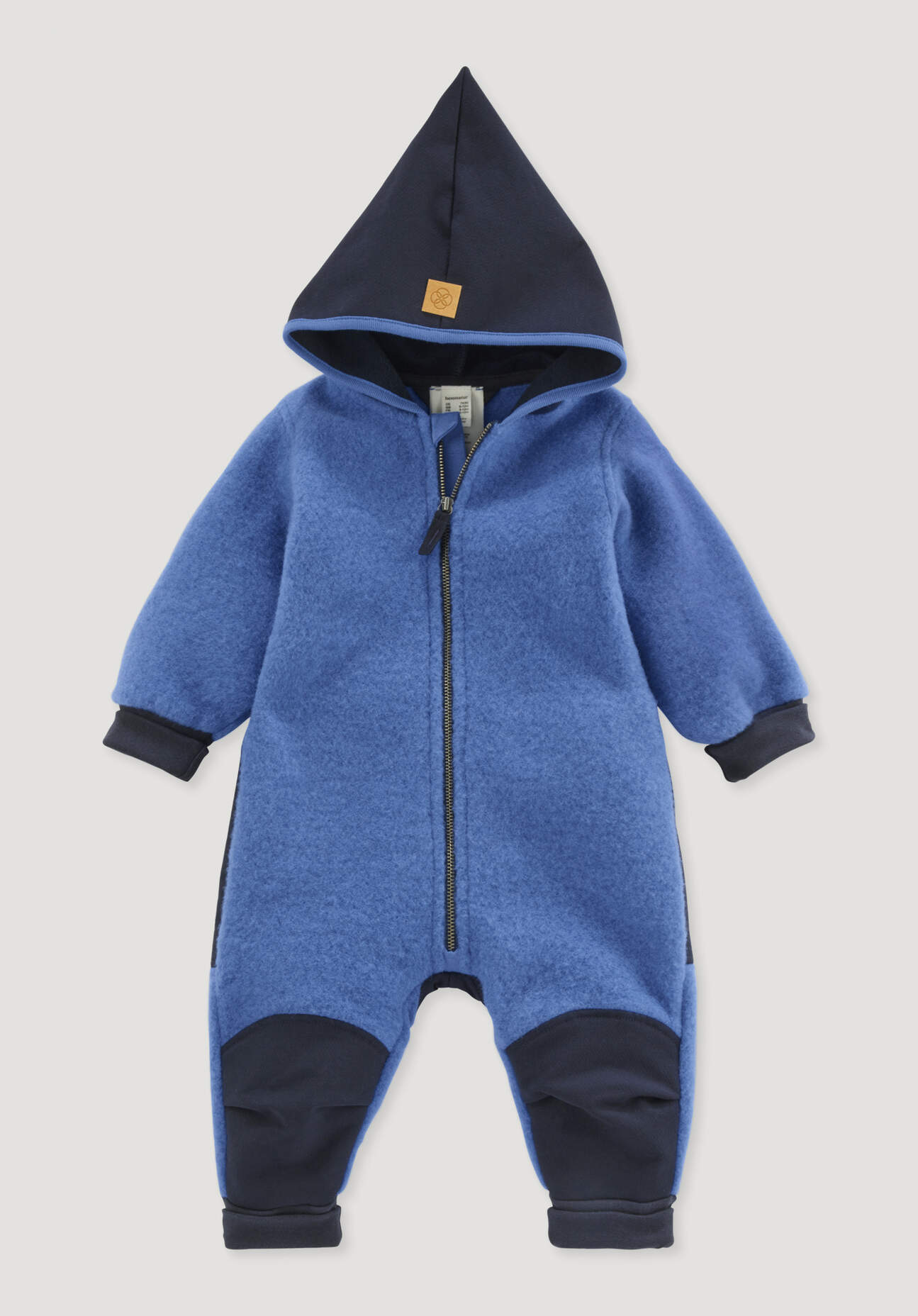 hessnatur Baby Wollfleece Overall aus Bio-Merinowolle mit Softshell - blau Größe 86/92