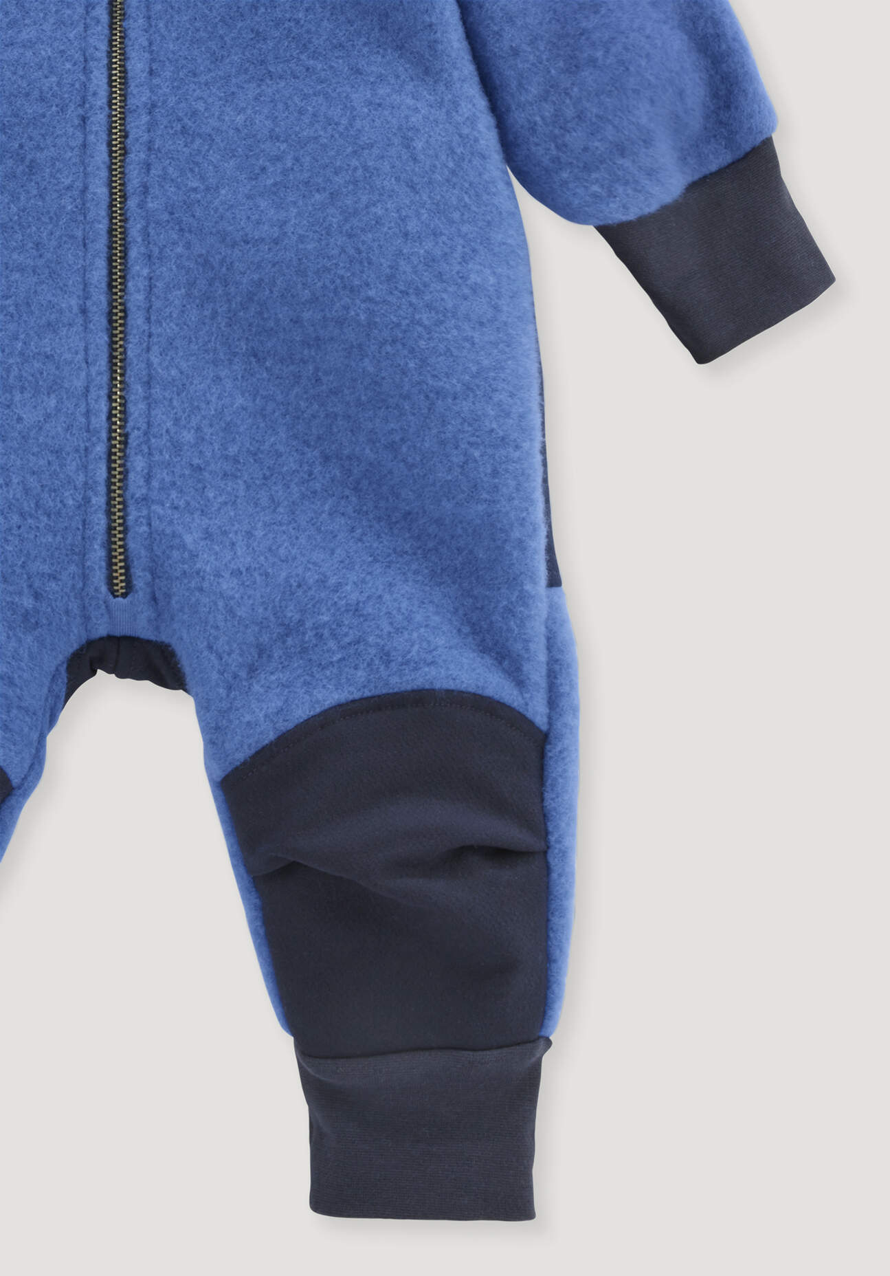 Thumbnail - hessnatur Baby Wollfleece Overall aus Bio-Merinowolle mit Softshell - blau - Größe 74/80