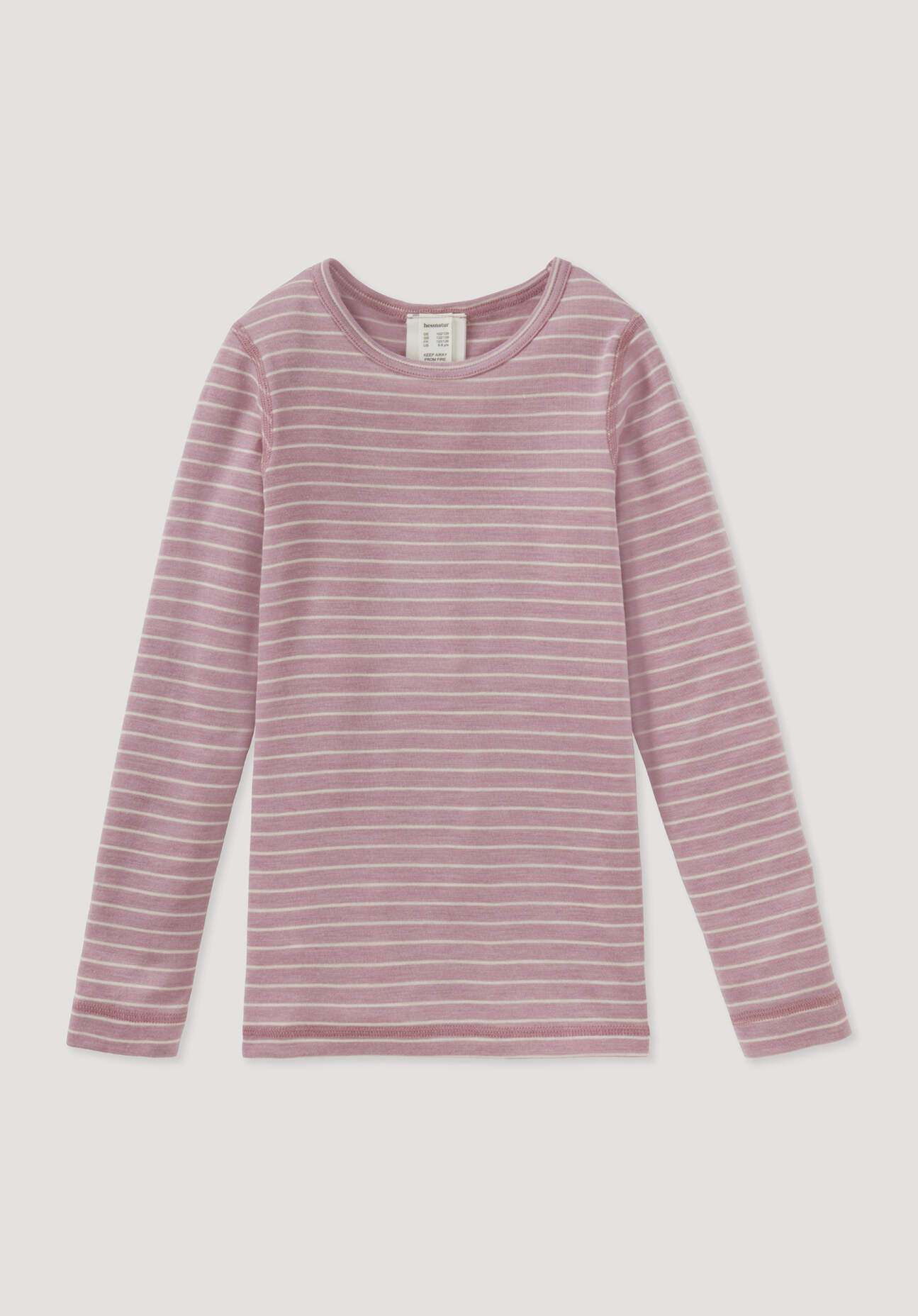 hessnatur Kinder Langarmshirt aus Bio-Merinowolle mit Seide - rosa Größe 110/116