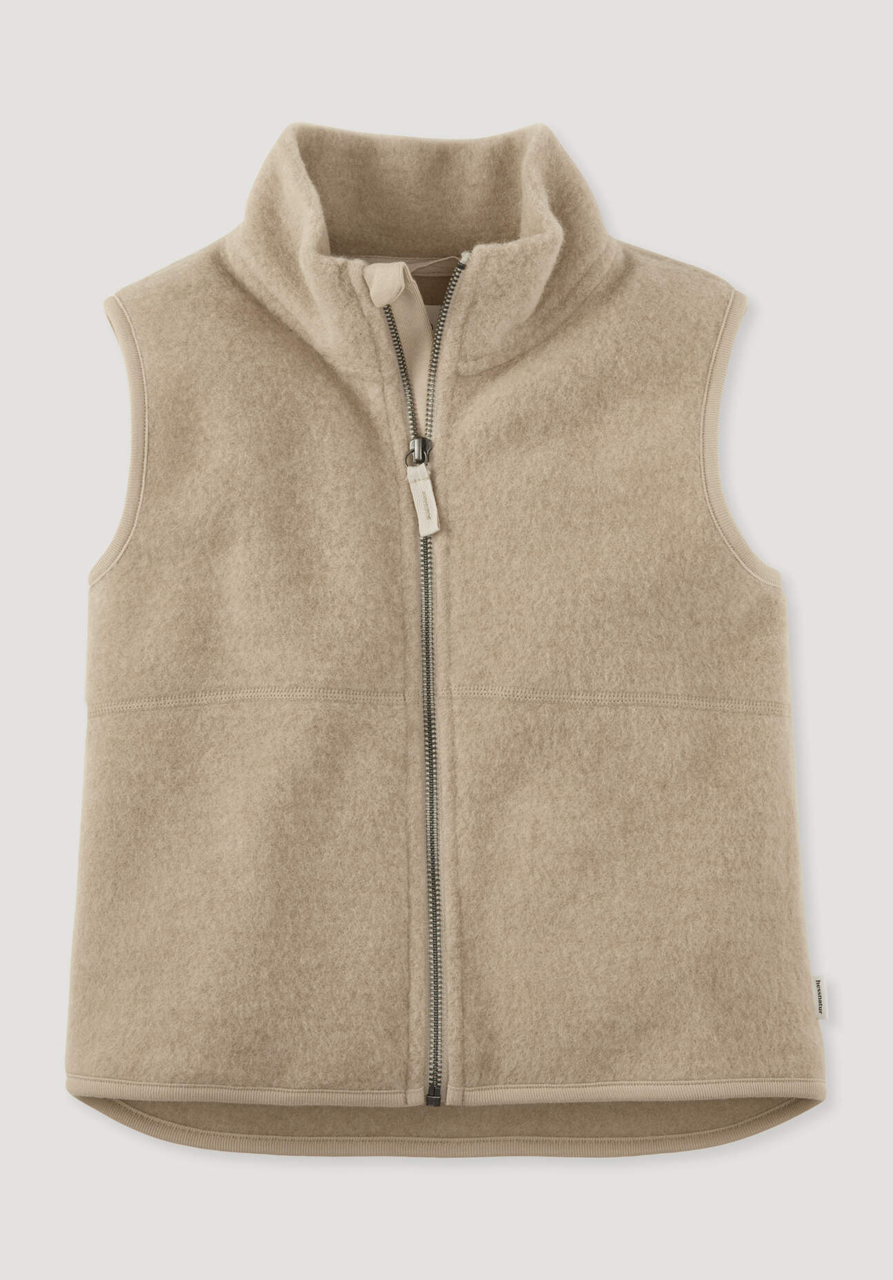 hessnatur Kinder Wollfleece Weste aus Bio-Merinowolle - beige Größe 146/152