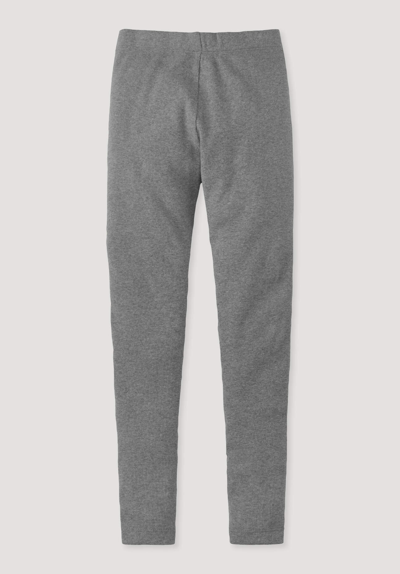 hessnatur Kinder Rib Leggings aus Bio-Baumwolle - grau Größe 134/140