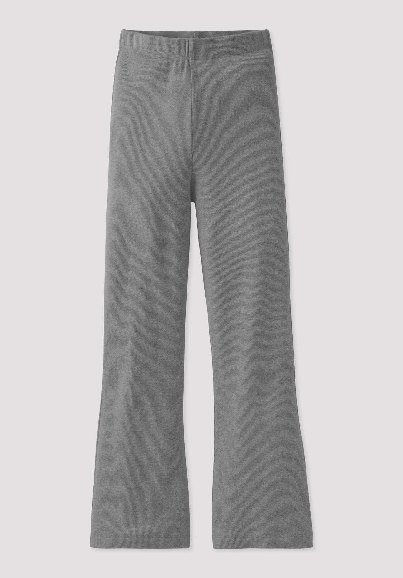 hessnatur Kinder Rib Leggings Flared aus Bio-Baumwolle - grau Größe 134/140