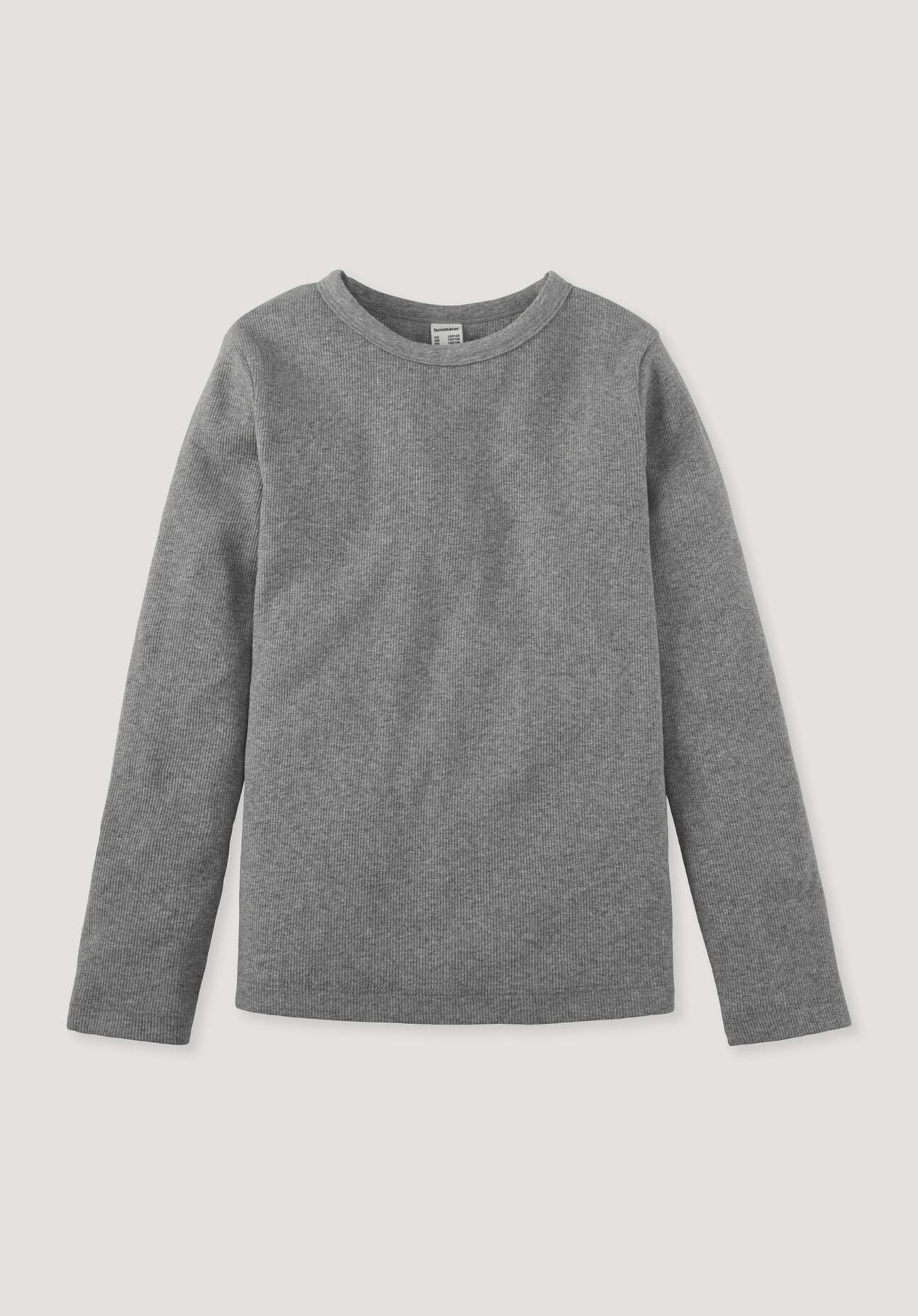 hessnatur Kinder Rib Shirt aus Bio-Baumwolle - grau Größe 110/116