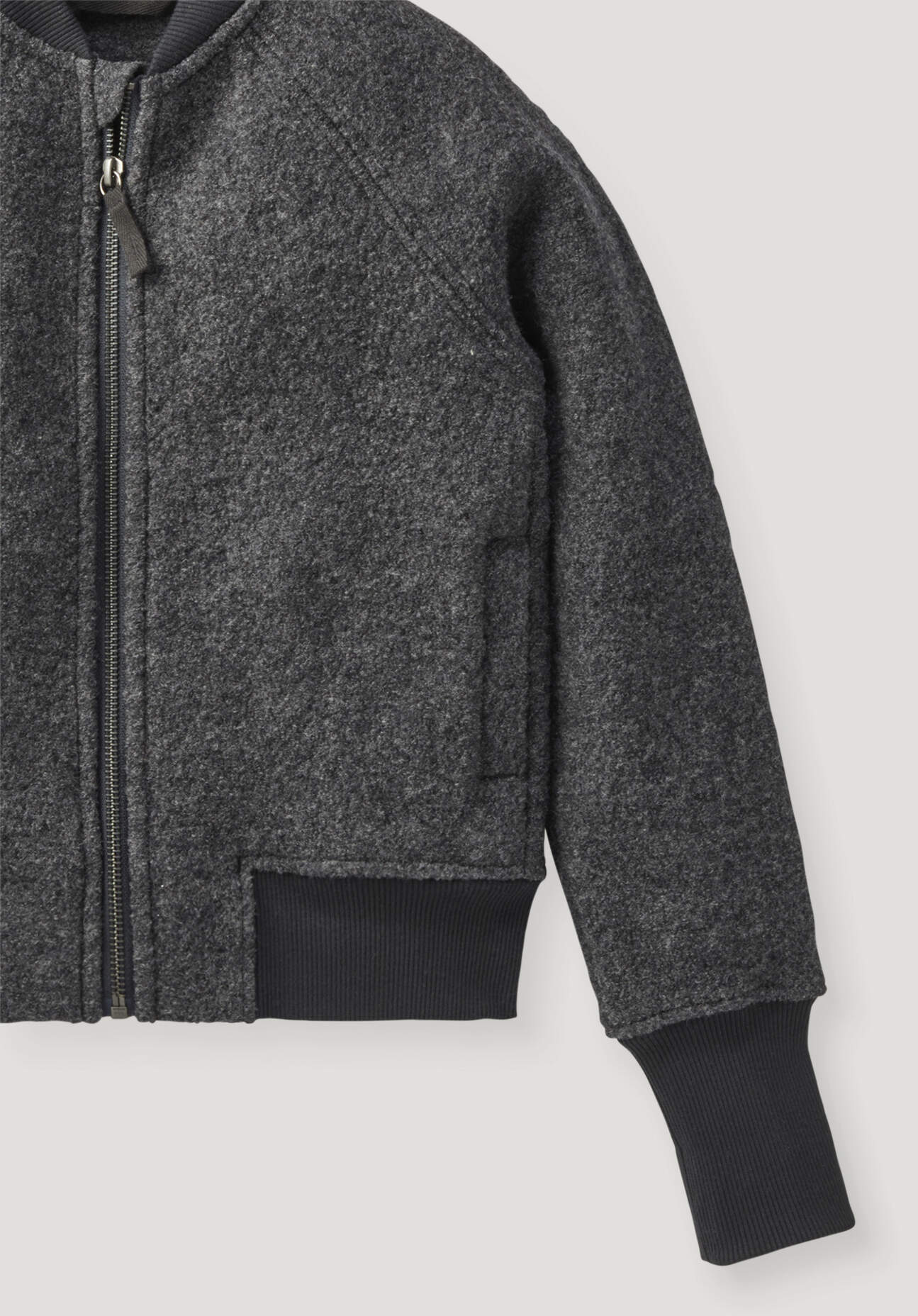 Thumbnail - hessnatur Kinder Walk-Bomberjacke aus Bio-Merinowolle - grau - Größe 98/104