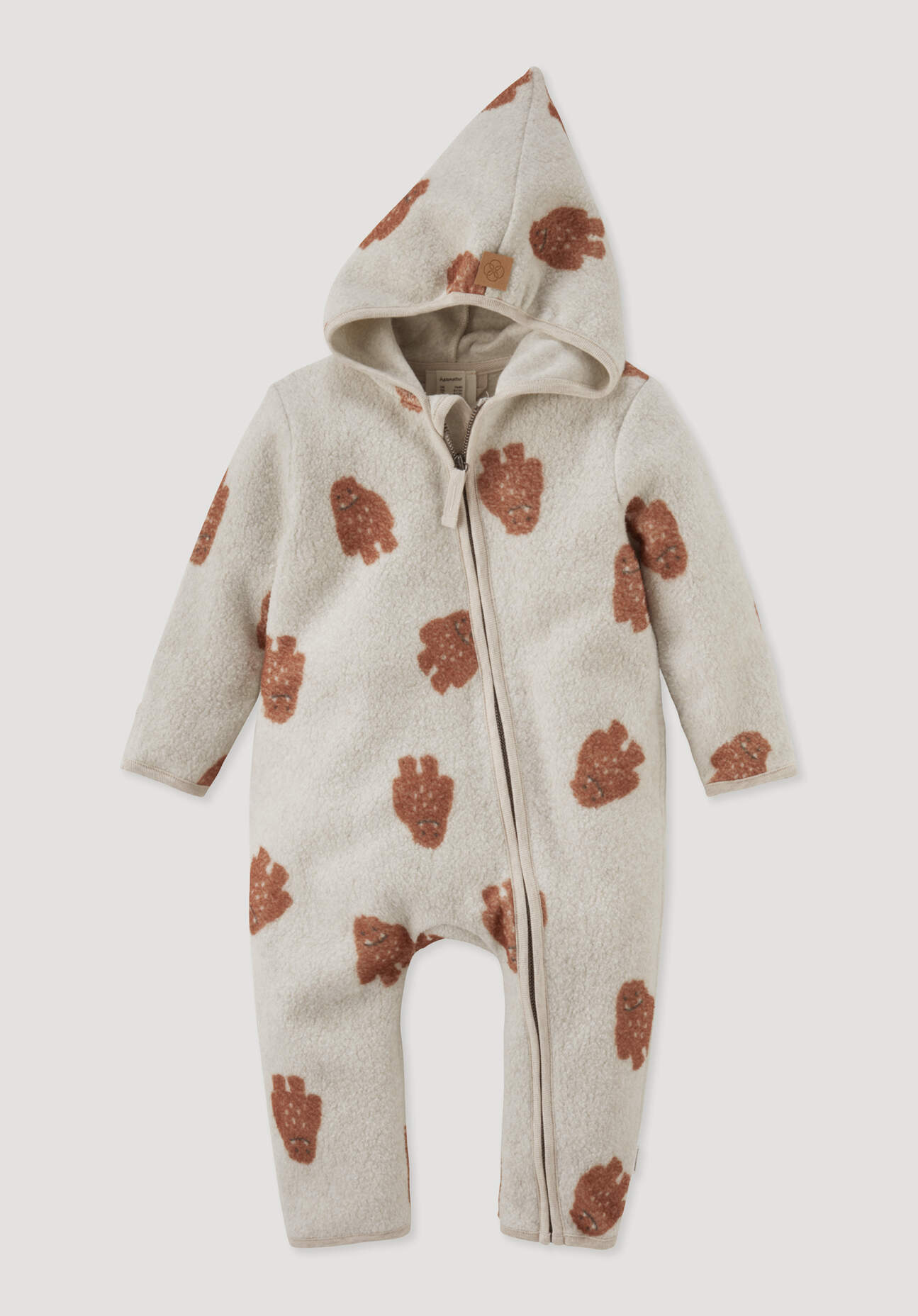 hessnatur Baby Fleece Overall aus Bio-Baumwolle - braun Größe 62/68