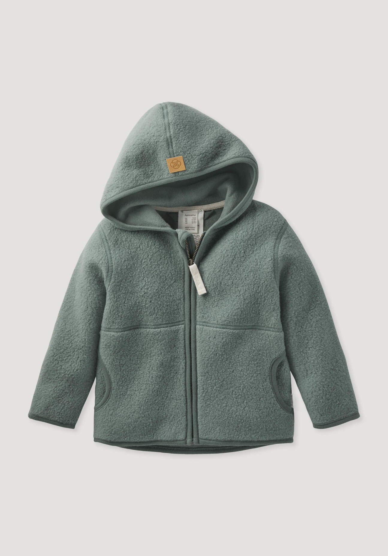 hessnatur Baby Fleece Jacke aus Bio-Baumwolle - grün Größe 74/80
