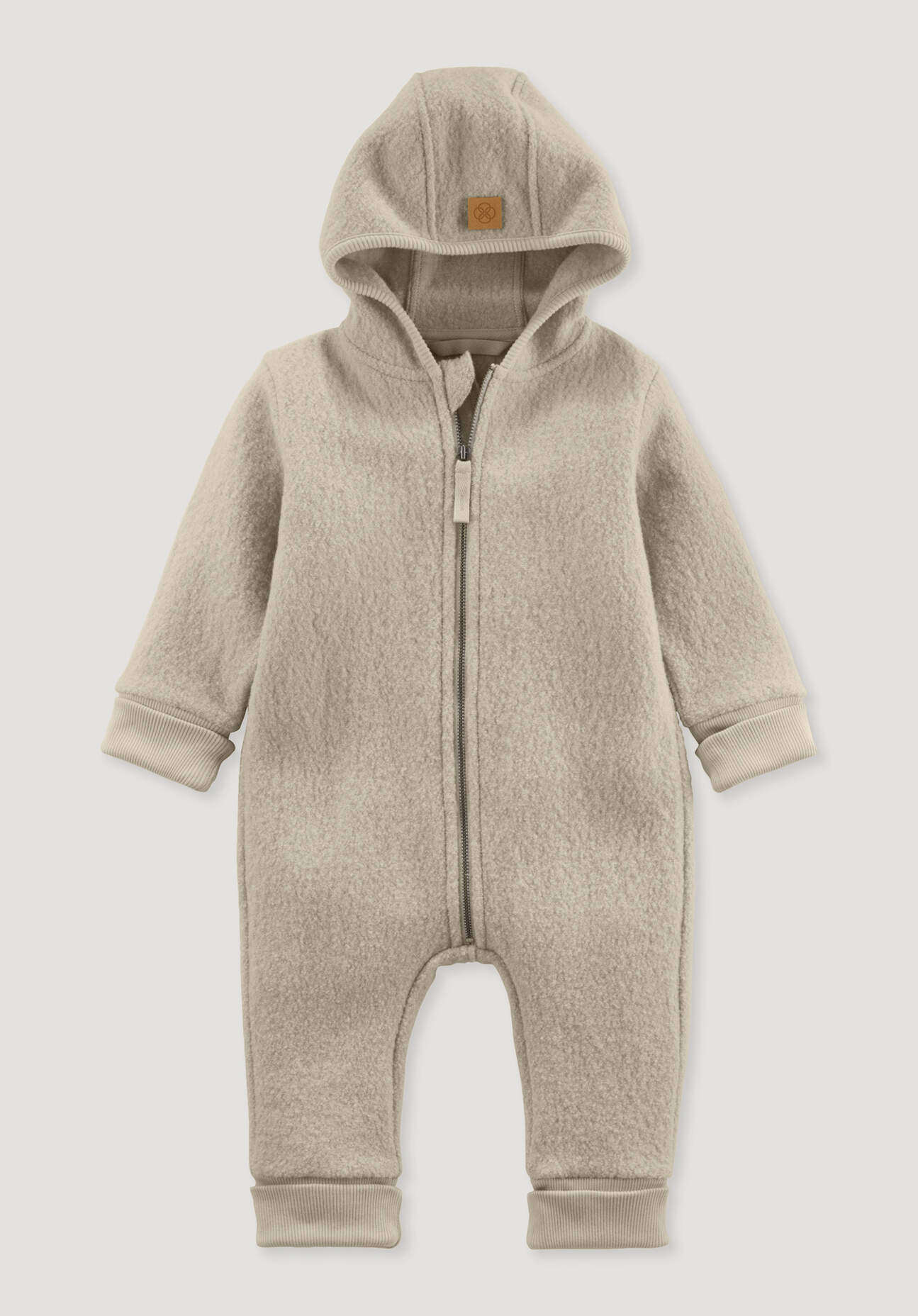 hessnatur Baby Walkoverall aus Bio-Merinowolle - beige Größe 98/104