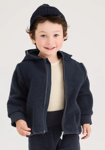 Wool fleece jacket made of organic merino wool with softshell - 0