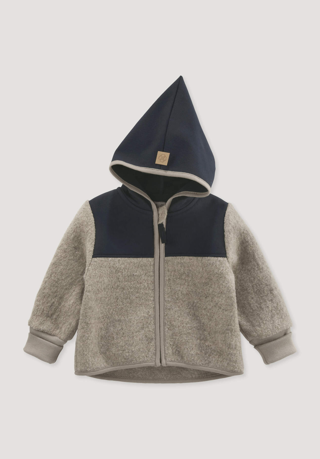 hessnatur Baby Wollwalk Jacke aus Bio-Merinowolle mit Softshell - grau Größe 74/80