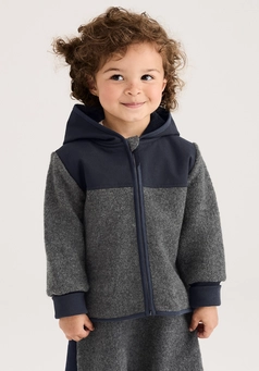 Wool jacket made of organic merino wool with softshell