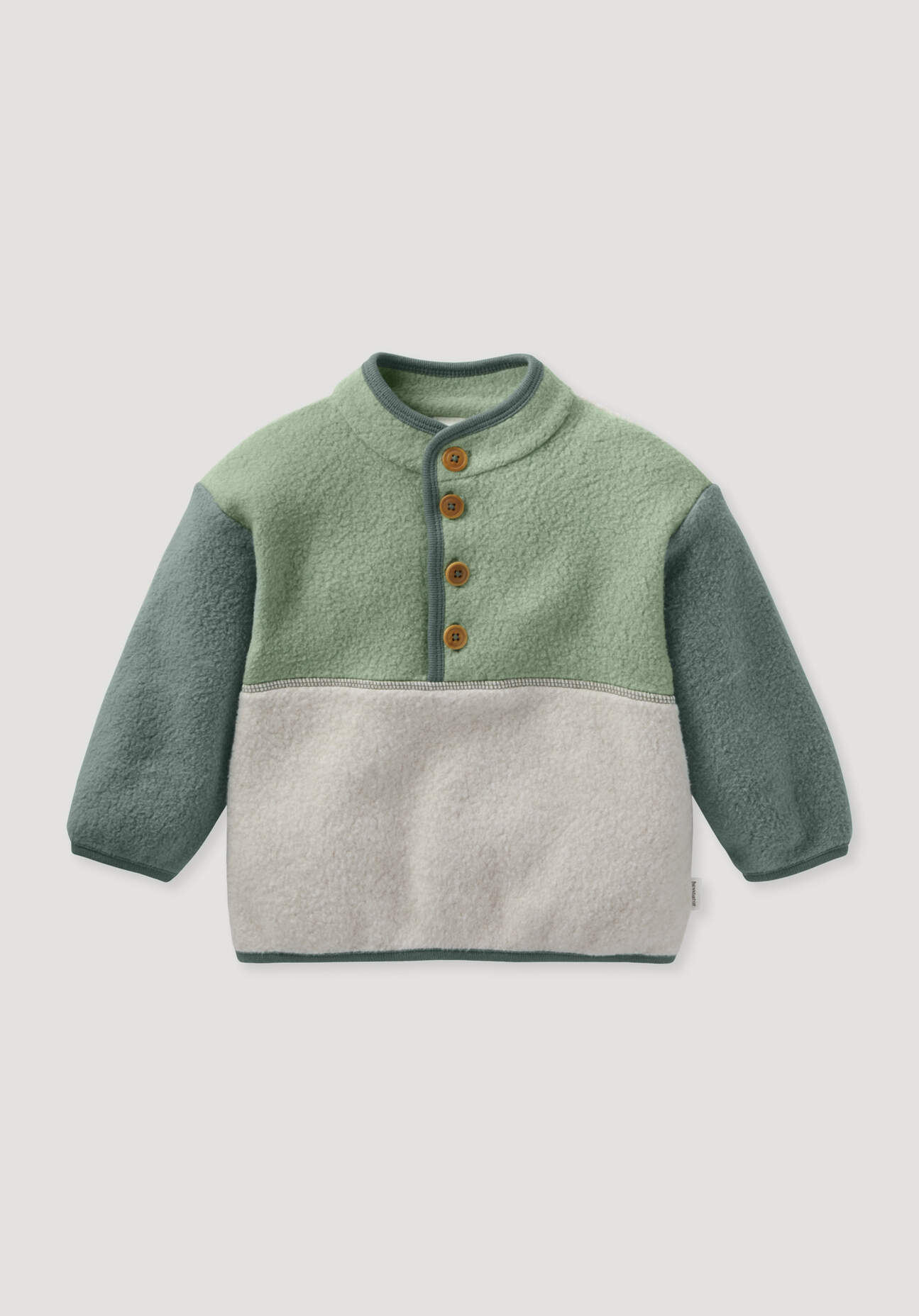 hessnatur Baby Fleece Troyer Colourblock aus Bio-Baumwolle - grün Größe 98/104