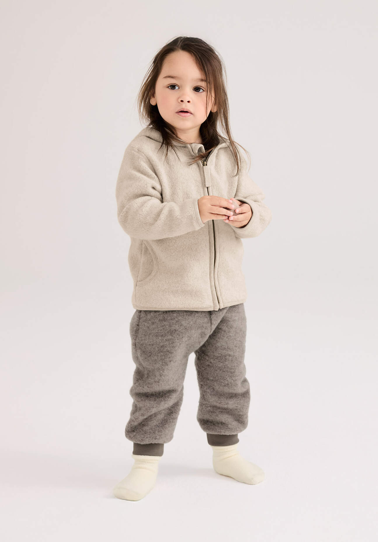 hessnatur Baby Wollfleece Hose aus Bio-Merinowolle - grau Größe 74/80