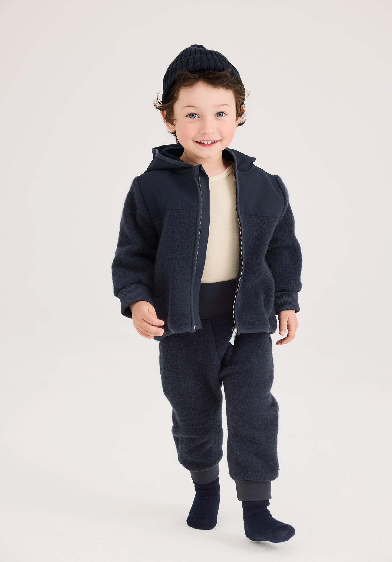 hessnatur Baby Wollfleece Hose aus Bio-Merinowolle - blau Größe 74/80
