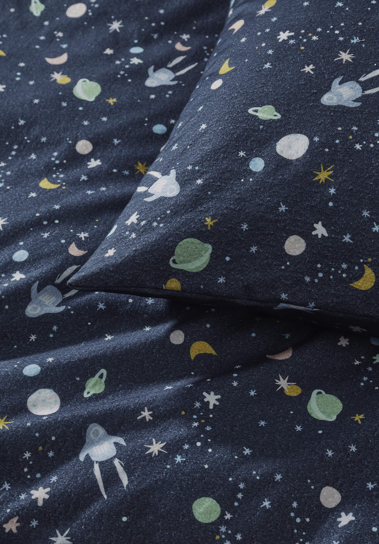 Thumbnail - hessnatur Baby Biber Bettwäsche aus Bio-Baumwolle - blau - Größe 100x135 / 40x60 cm