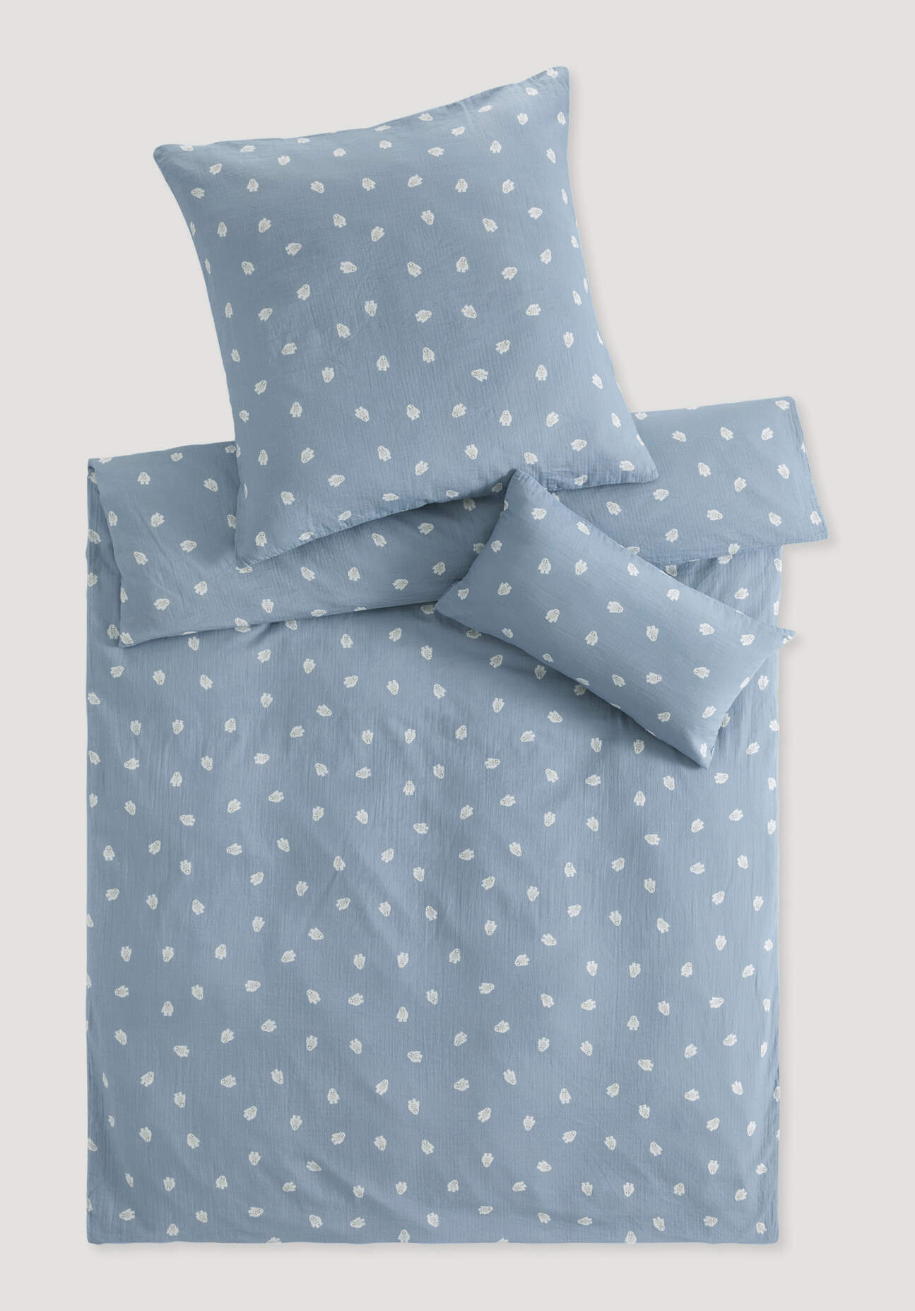 hessnatur Baby Musselin Bettwäsche aus Bio-Baumwolle - blau Größe 100x135+40x60 cm