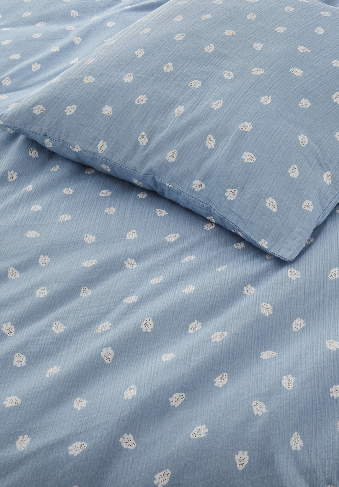 Thumbnail - hessnatur Baby Musselin Bettwäsche aus Bio-Baumwolle - blau - Größe 100x135 / 40x60 cm