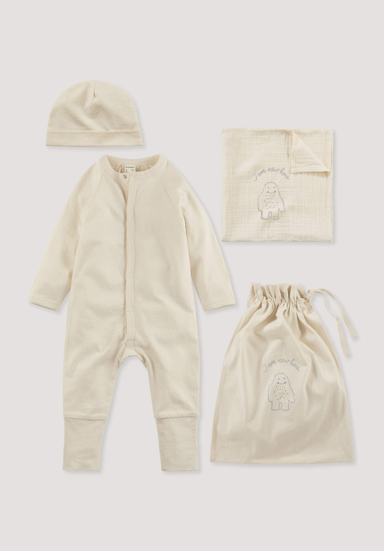 hessnatur Baby Erstausstattung Newborn im Set aus Bio-Baumwolle - natur Größe 62/68