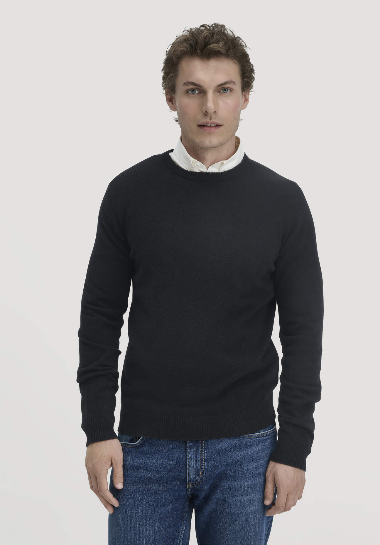 hessnatur Herren Strick Pullover Regular BETTER RECYCLING aus Kaschmir - schwarz Größe 56