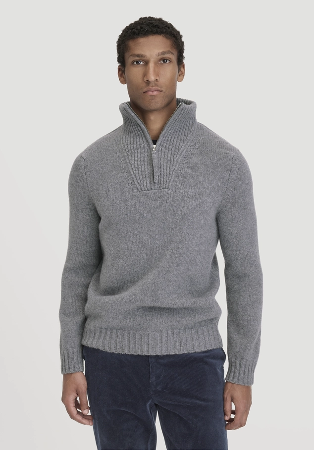 Knit Troyer Regular BETTER RECYCLING made from pure organic merino wool