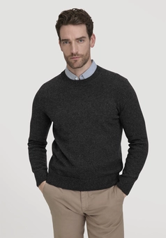 Regular knit sweater made of organic merino wool with organic cotton